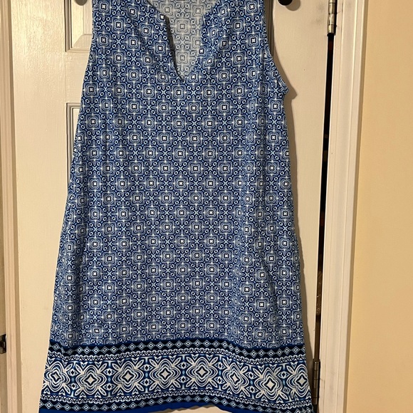 Lands' End Blue and White Patterned Sleeveless Dress size M - Picture 7 of 9